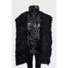 Straight down jacket with removable fur trim