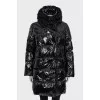 Straight down jacket with removable fur trim