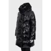 Straight down jacket with removable fur trim