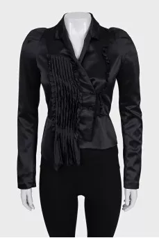 Cropped silk blouse with buttons
