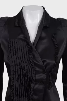 Cropped silk blouse with buttons