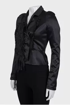 Cropped silk blouse with buttons