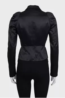 Cropped silk blouse with buttons