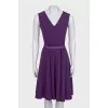 Purple fitted dress with a belt