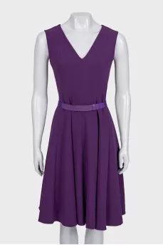 Purple fitted dress with a belt