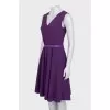 Purple fitted dress with a belt