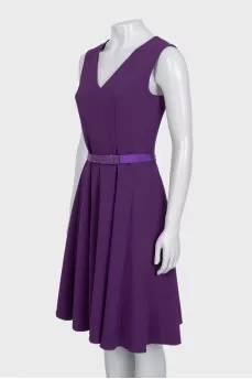 Purple fitted dress with a belt