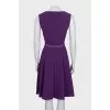Purple fitted dress with a belt