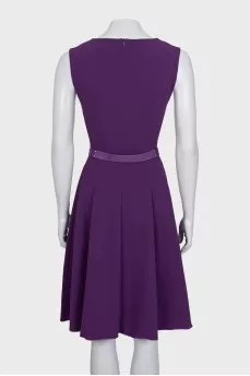 Purple fitted dress with a belt