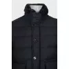 Men's black jacket with a fur collar