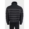 Men's black jacket with a fur collar