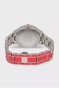 Red watch decorated with diamonds