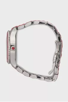 Red watch decorated with diamonds