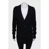 Long black wool cardigan