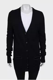 Long black wool cardigan