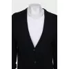 Long black wool cardigan