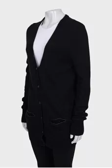Long black wool cardigan