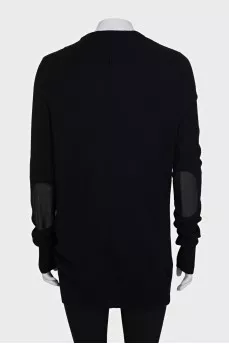 Long black wool cardigan