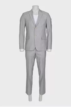 Men's gray wool and silk suit