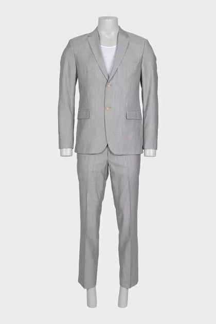 Men's gray wool and silk suit