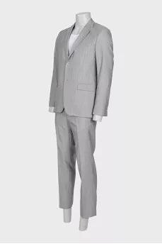 Men's gray wool and silk suit