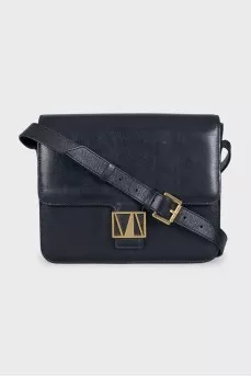 Leather crossbody bag with logo