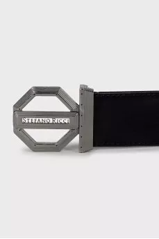 Men's black belt with a metal buckle