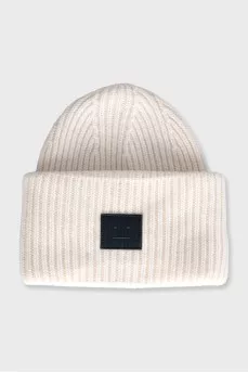White hat with a brand logo