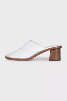 Leather mules with round toe and heels