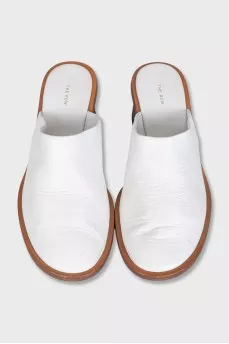 Leather mules with round toe and heels