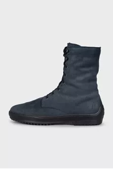 Men's insulated blue leather boots