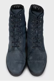 Men's insulated blue leather boots