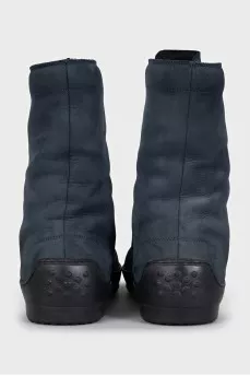Men's insulated blue leather boots