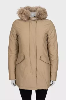 Insulated parka decorated with fur