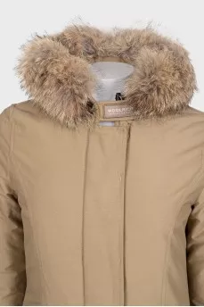 Insulated parka decorated with fur