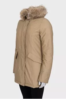 Insulated parka decorated with fur