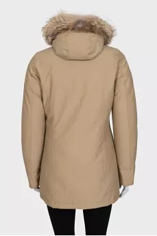 Insulated parka decorated with fur