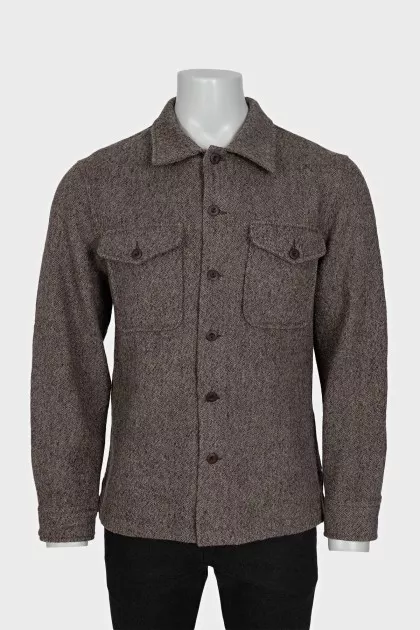 Men's wool shirt coat with tag