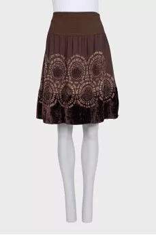 Silk and wool skirt with embroidery