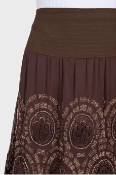 Silk and wool skirt with embroidery
