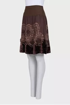 Silk and wool skirt with embroidery