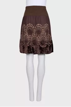 Silk and wool skirt with embroidery