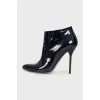 Patent leather ankle boots with heels