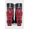 Checkered ankle boots with heels and embroidered details