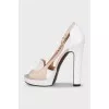 White leather heeled sandals