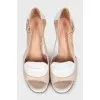 White leather heeled sandals