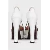 White leather heeled sandals