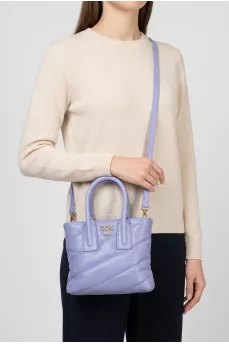 Purple bag with metal logo