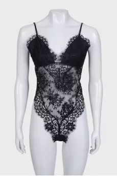 Black lace bodysuit with tag