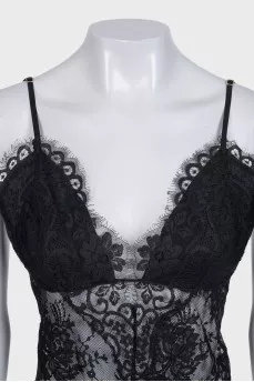 Black lace bodysuit with tag